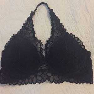Victoria’s Secret PINK Black Lace Halter Bra Large
